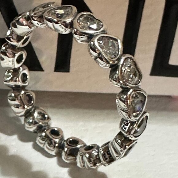 Authentic Pandora , SZ 7, Silver Heart Forever More Stacking Band Ring - Picture 8 of 11